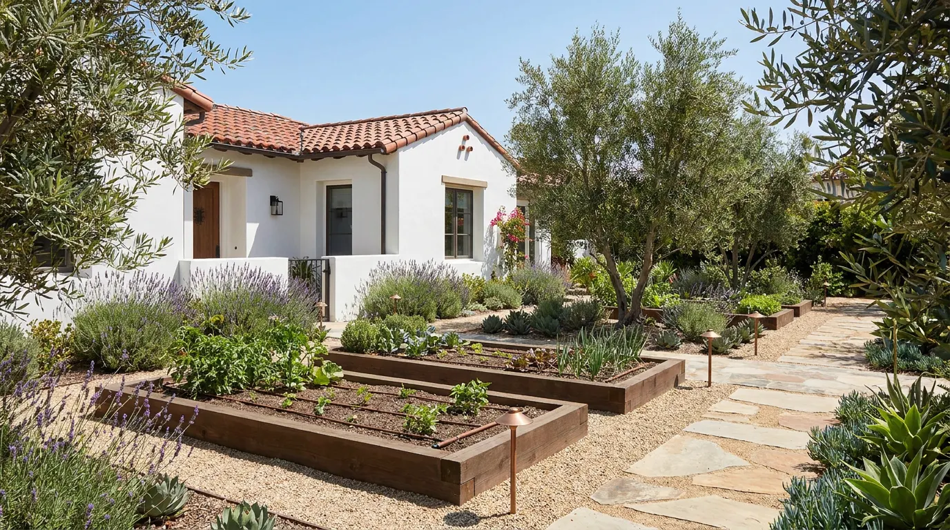 Completed irrigation and lighting project at a Spanish colonial Orange County home